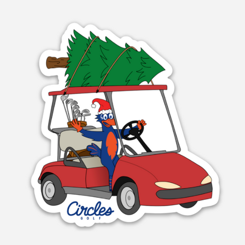 Sticker - Chirps in Golf Cart With Christmas Tree