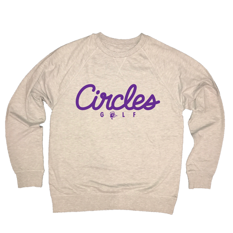 Circles Golf Text Logo With Chirps - Light Gray Sweatshirt