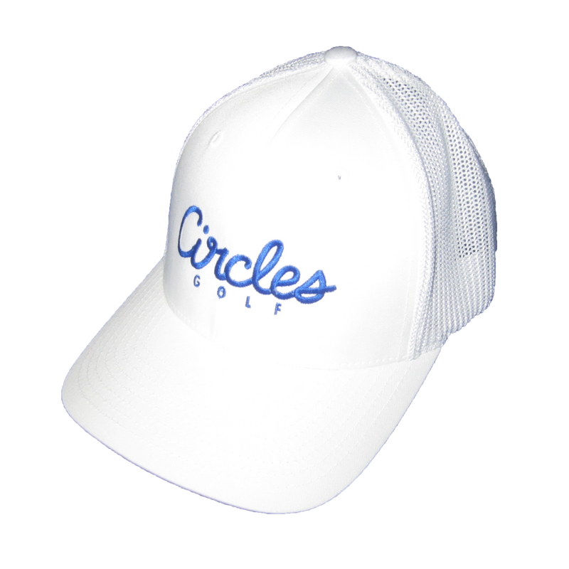 White Circles Golf - All White Mesh Text Logo Hat